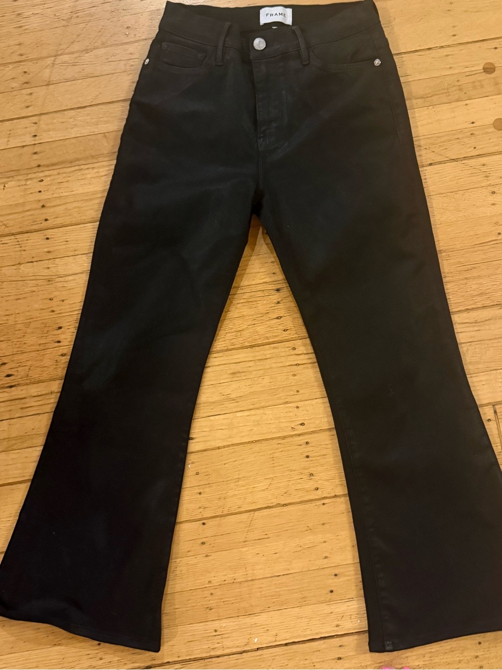 Frame cropped boot cut in sheer noir finish